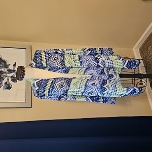 Blue print cover up sweater Chicos Size 1